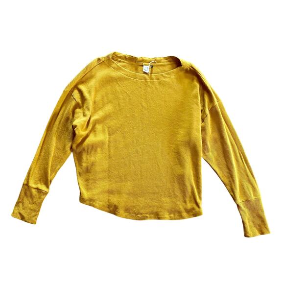 Anthropologie Akemi + Kin Yellow Waffle Knit TShirt Womens XLarge - Picture 1 of 15